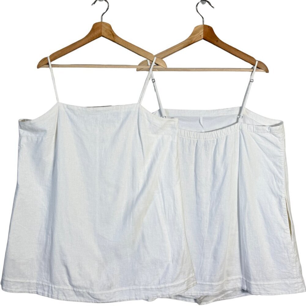 Abercrombie & Fitch Linen Mini Dress Women's XLP Petite White Babydoll Pockets